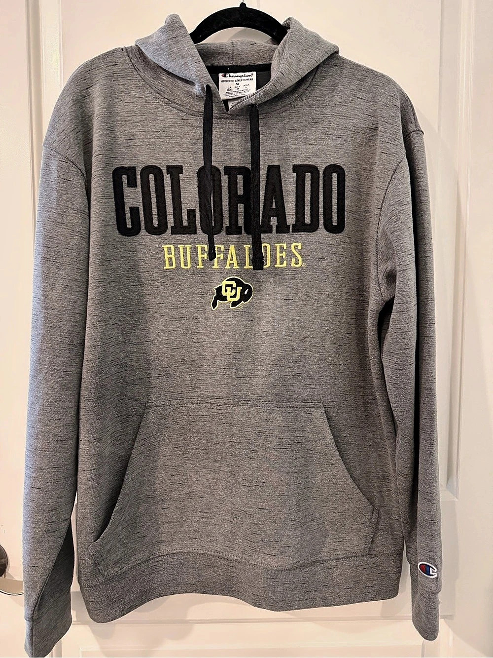 Champion Colorado Buffaloes CU Embroidered Gray Hoodie Sweatshirt Size M